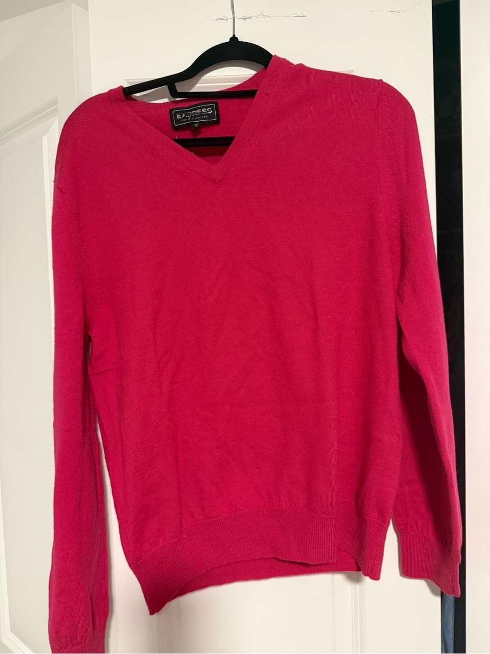 Express Women's V-Neck Sweater in Hot Pink